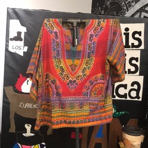 Cotton angel sleeve dashiki tunic